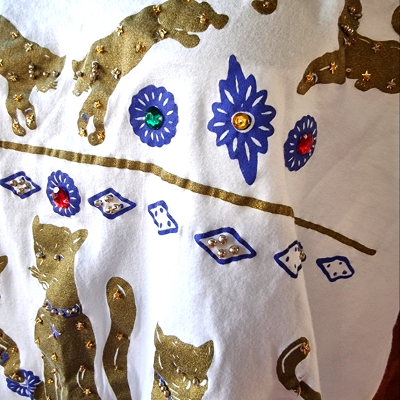 🌟3/$40 Sale!Mix & Match🌟Lisa's Original Inc. Cat T-Shirt with Bling - Picture 9 of 9